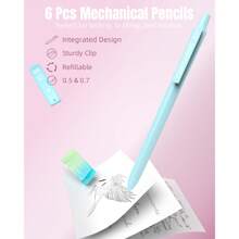 Mechanical Pencils Set 39 PCS Aesthetic School Supplies With Cute Pen Case, 12 Pastel Highlighters, 5 Black Ink Gel Pens, 6 Mechanical Pencils Set 0.5 & 0.7 Mm For Students College Essentials - 淡紫色 - 查看 4