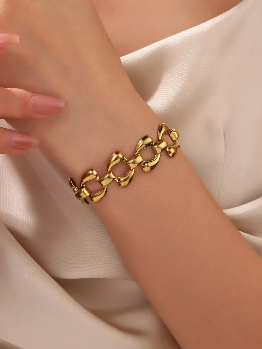 1pc Stainless Steel Bracelet For Women Fashion Gold Color Water Drop Shape Chain Bracelets Jewelry - Bracelet - View 1