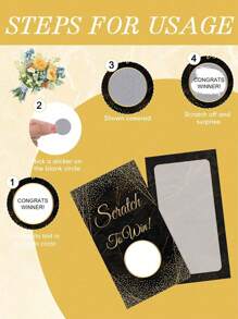 12 piezas-Tarjeta de raspado del certificado de regalo para negocio pequeño, tarjeta de regalo en blanco personalizada para días de fiesta, Día de San Valentín, bodas, cumpleaños, suministros para fiestas (rosa/negro) - Negro - Ver 3