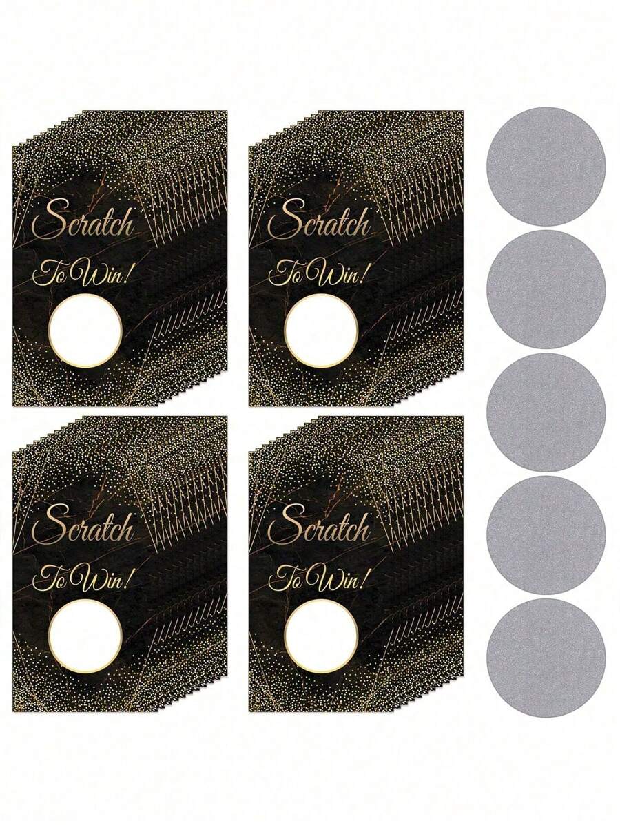 12 piezas-Tarjeta de raspado del certificado de regalo para negocio pequeño, tarjeta de regalo en blanco personalizada para días de fiesta, Día de San Valentín, bodas, cumpleaños, suministros para fiestas (rosa/negro) - Negro - Ver 1