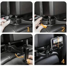 1pc Car Back Seat Front Seat Mobile Phone Holder Storage Hook - Black - View 3