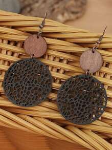 鏤空圓形耳墜 - 彩色 - 查看 3