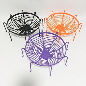 1pc Spider-Web Fruit Basket With Drainer, Festive Candy Serving Tray