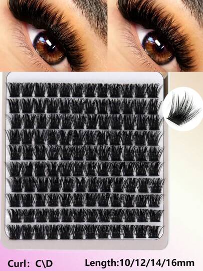 120pcs/168pcs Black DIY False Eyelashes, 150D Faux Mink Lashes, Thick Cluster Lashes, C/D Curl Eyelash Extension Lash Clusters,Eye Lash Clusters,Individual Eyelashes,Lashes,Fake Lashes