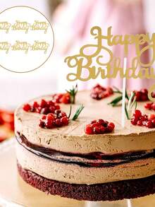 10 件闪亮生日快乐蛋糕装饰 - 生日派对和婚礼甜点的闪亮甜点装饰，双面蛋糕装饰旗，生日甜点装饰 - 彩色 - 查看 6