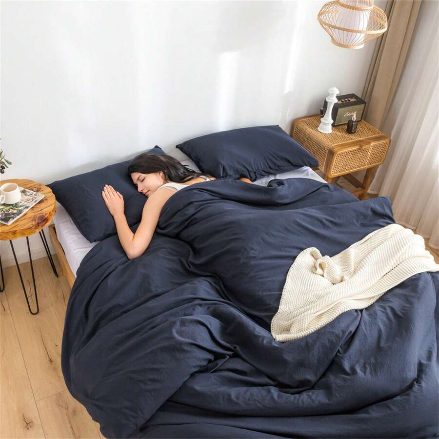 Super Soft Lightweight Comforter Bedding Sets ( 1 Comforter & 2 Pillowshams ) , Quilt Bed Blanket Boho Style Gifts, Luxury Fluffy Comfy Cozy Washed PolyCotton Skin-Friendly Bedding Conforter Set For All Season Use,Twin / TWIN XL FULL QUEEN KING CAL KING Size - 藍色 - 查看 1