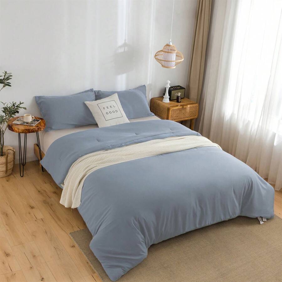 Super Soft Lightweight Comforter Bedding Sets ( 1 Comforter & 2 Pillowshams ) , Quilt Bed Blanket Boho Style Gifts, Luxury Fluffy Comfy Cozy Washed PolyCotton Skin-Friendly Bedding Conforter Set For All Season Use,Twin / TWIN XL FULL QUEEN KING CAL KING Size - 淺灰色 - 查看 1