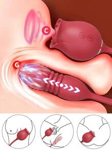 Juguete sexual con forma de rosa para estimulación clitoriana con vibración y succión, estimulador clitoriano y G-spot con 10 modos de vibración, juguete sexual para adultos