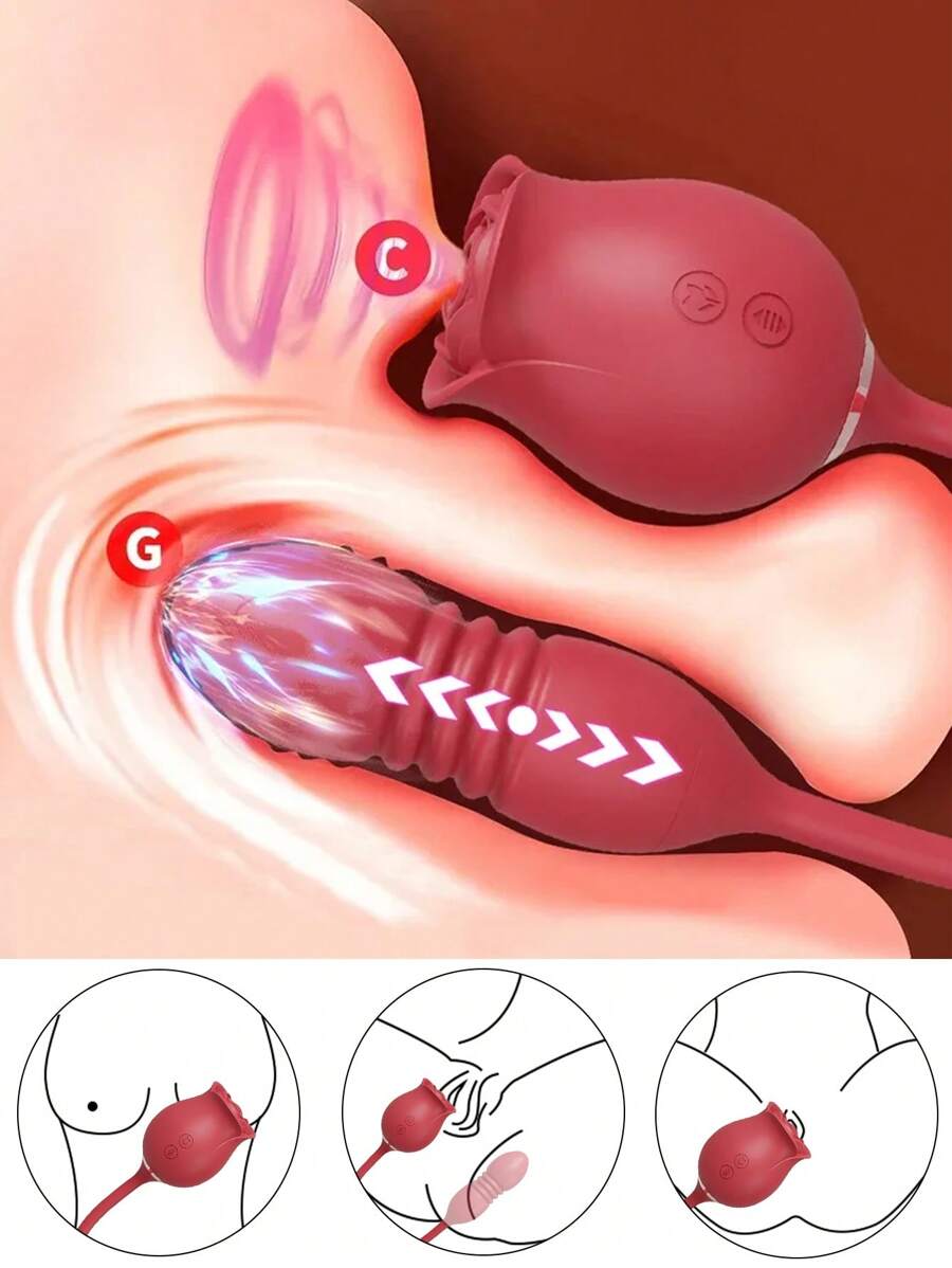 Juguete sexual con forma de rosa para estimulación clitoriana con vibración y succión, estimulador clitoriano y G-spot con 10 modos de vibración, juguete sexual para adultos