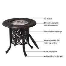 Outdoor Summer Pail Table Set, Hand Brushed Patina/Bronze Cast Aluminum, 304 Stainless Steel Ice Bucket