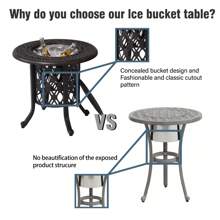 Outdoor Summer Pail Table Set, Hand Brushed Patina/Bronze Cast Aluminum, 304 Stainless Steel Ice Bucket