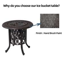Outdoor Summer Pail Table Set, Hand Brushed Patina/Bronze Cast Aluminum, 304 Stainless Steel Ice Bucket