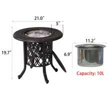 Outdoor Summer Pail Table Set, Hand Brushed Patina/Bronze Cast Aluminum, 304 Stainless Steel Ice Bucket