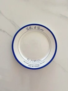 1pc Minimalist French Style Ceramic Plate, 7.8 Inch, Embossed, Heat-Resistant, Vintage Niche Design, High-Quality Dessert, Cake, Breakfast, Fruit Plate, Suitable For Home, Dining Room, Hotel, Cafe