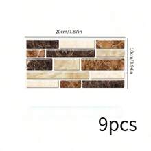 9/11/25pcs Brick Pattern Kitchen Tile Stickers, Oil-Proof, Simulated Marble Crystal Wall Paper, For Bathroom/Kitchen Renovation, Self-Adhesive Tile - Yellow - View 13