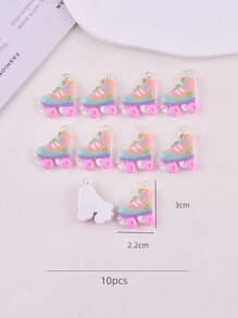 10pcs/Pack Fashion Skating Shoes Resin Charms Penant For Women DIY Jewelry Making - Multicolor - View 2