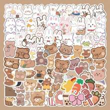 90張可愛的熊和兔子防水貼紙,適用於筆記本電腦、手機外殼、日程安排冊、水瓶裝飾diy
