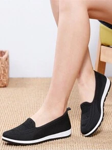 Của phụ nữ Mặc vào Giải trí Búp bê Giày dép Giải trí Chóp giầy tròn Giày đế bệt Thoải mái Nhẹ Không Trượt Lưới Giày thể thao - màu đen - Xem 9