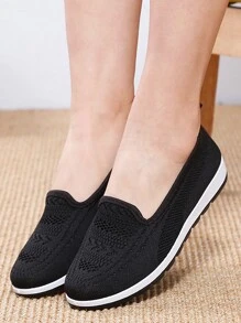 Của phụ nữ Mặc vào Giải trí Búp bê Giày dép Giải trí Chóp giầy tròn Giày đế bệt Thoải mái Nhẹ Không Trượt Lưới Giày thể thao - màu đen - Xem 8