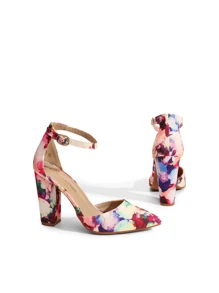 Women Ankle Strap Chunky Heel High Heels Pumps Closed Pointed Toe Fashionable Elegant Wedding Pump Shoes - 彩色 - 查看 6