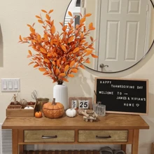 1/2 件 70厘米人造桉树叶，秋季仿真植物桉树枝，带9个分叉，适用于圣诞节绿植、家居婚礼餐桌中心装饰、农舍秋季装饰、感恩节餐桌中心装饰、丰收节装饰、房间装饰 - 彩色 - 查看 5