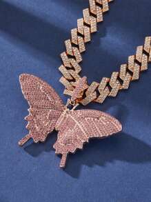 2 件女士时尚优雅玫瑰金蝴蝶吊坠嘻哈链个性化项链，最佳朋友礼物，节日礼物