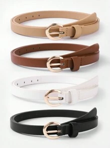 4 chiếc thắt lưng quần jean đơn giản, cổ điển, da PU cho teen girlagers có khóa cài màu vàng - Nhiều màu - Xem 11