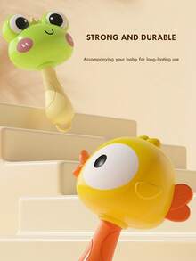 1入嬰兒有趣卡通沙錘，嬰兒聲音搖鈴玩具6-12個月，新生兒玩具嬰兒男女禮物 - 橙黃色 - 查看 4