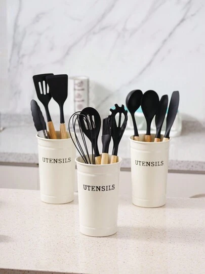 1st bestickhållare, hållbar hushållsbur för köksredskap, multifunktionell återanvändbar rund bestickshylla, för spatel, sked, gaffel och ätpinnar, köksarrangörer och förvaring, kökstillbehör