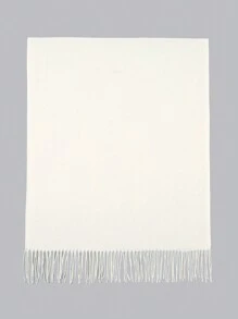 1 pièce Écharpe femme de couleur unie à la mode, accessoire polyvalent pour l'hiver et l'automne - Blanc - Voir 3