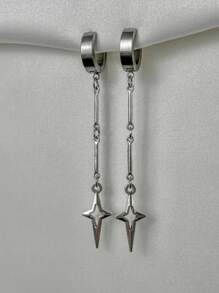 1pair Gothic Jewelry Cross Star Drop Earrings Punk Charms Stitching Rivet Earrings For Women Korean Fashion Accessories