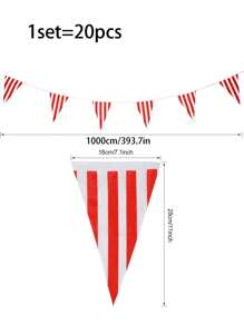 20 chiếc/1 bộ Biểu ngữ cờ đuôi nheo Carnival Circus, Cờ tam giác sọc đỏ trắng, Thích hợp để trang trí tiệc sinh nhật Carnival Circus, Giáng sinh - Nhiều màu - Xem 7