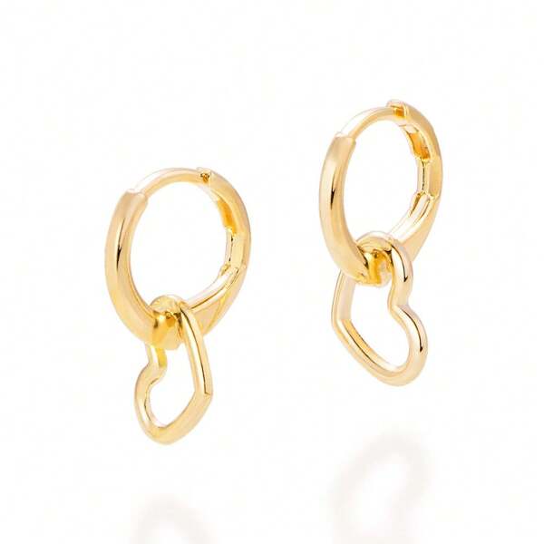 Brinco Rommanel Banhado Ouro Argola Com Coração 526588