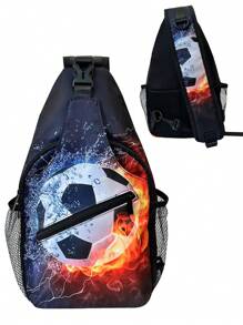 Bolsa de hombro ligera estilo bandolera con diseño de fútbol de caricatura, mochila deportiva, día de mochilero para niños, adolescentes, niños y niñas