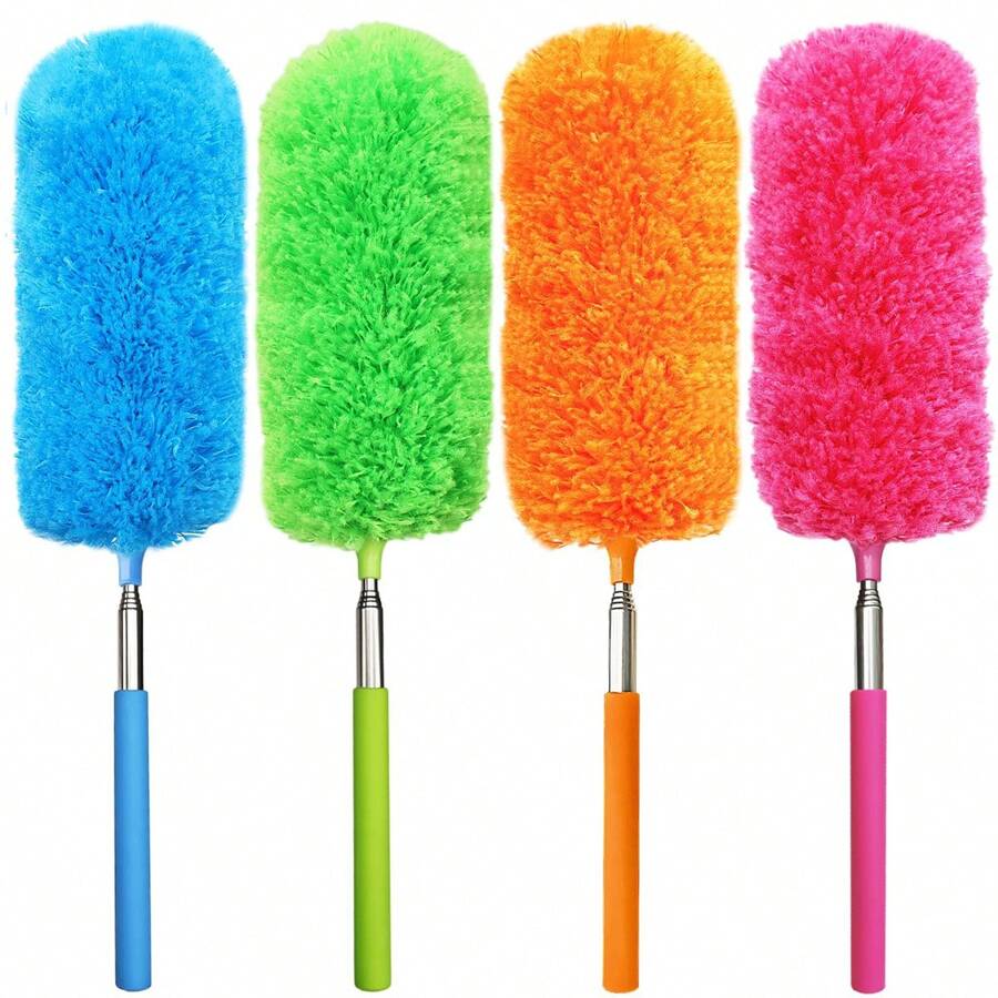 2入/4入-1組 迷你除塵器可伸縮羽毛掃把，家用靜電除塵掃把，除塵刷，靜電去塵掃帚，可伸縮不鏽鋼羽毛掃把 - 彩色 - 查看 1