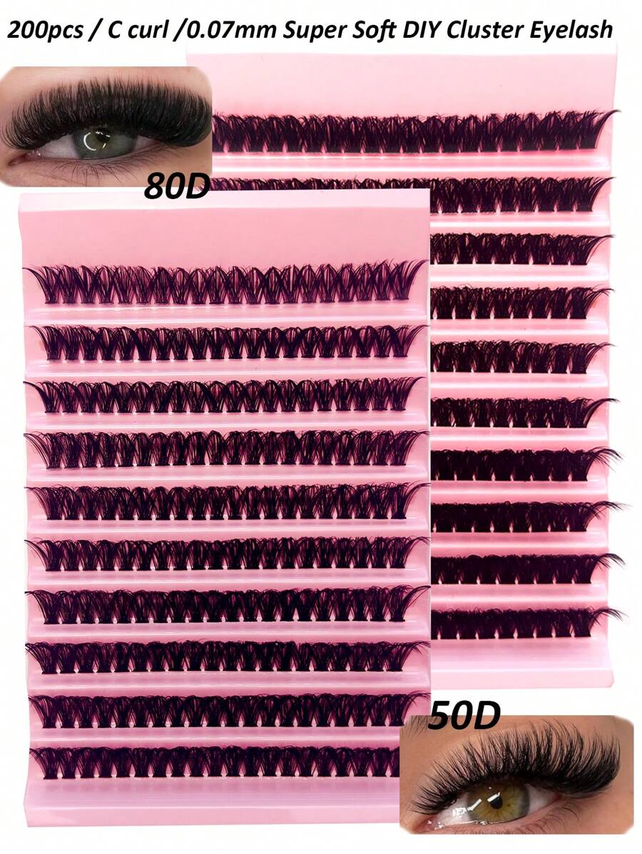 10D 30D 50D 80D 200 Miếng DIY Cụm Lông Mi Phân Đoạn Lông Mi Cho Gia Đình Lông Mi Giả, Nối Dài Tại Nhà, Phù Hợp Cho Cá Nhân Tự Làm Hàng Mi