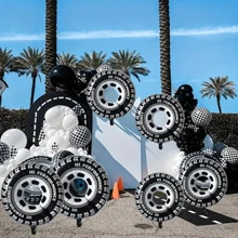 1/4 piezas, globo de neumático de coche grande de 30 pulgadas, decoración de fiesta temática de carreras, globo de neumático de motocicleta de carreras, decoración de fiesta temática de carrera fuera de carretera en moto - Blanco y Negro - Ver 1