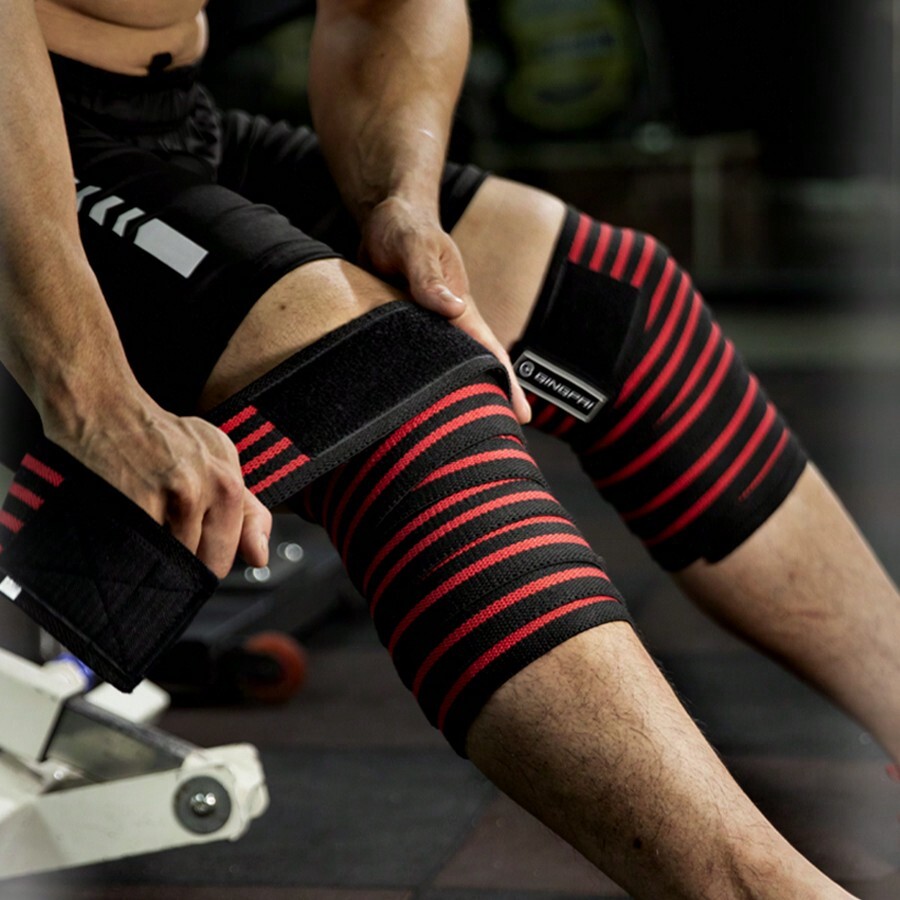 1pc Red & Black Fitness Knee Sleeve For Weightlifting, Squats, Elastic