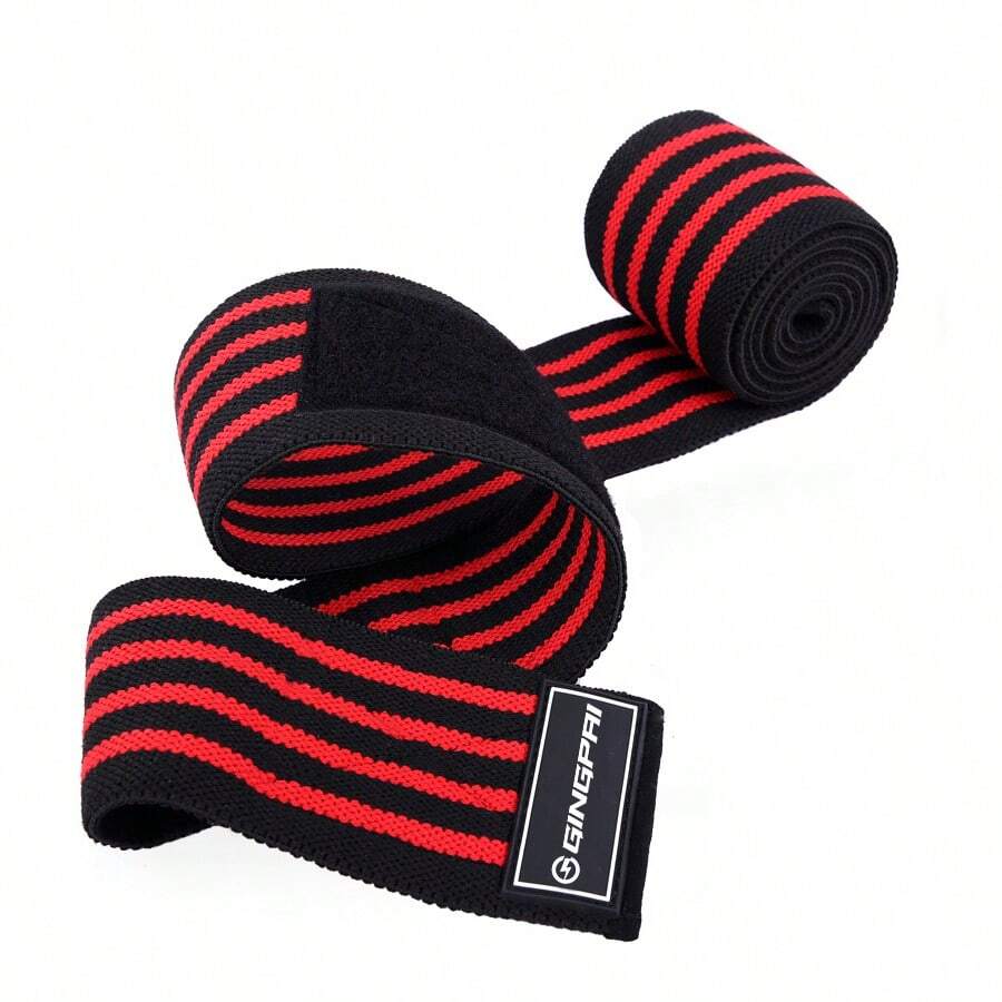 1pc Red & Black Fitness Knee Sleeve For Weightlifting, Squats, Elastic