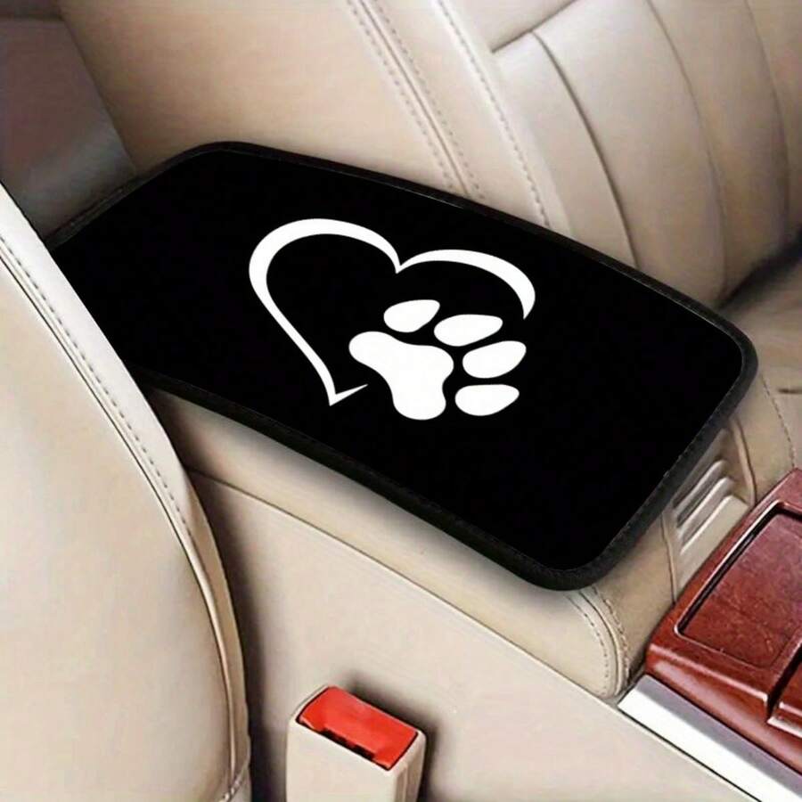 1pc Printed Car Armrest Box Pad, Car Armrest Box Cushion, Car Armrest