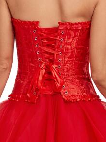 Top cu corset strâns în față pentru femei, îmbrăcăminte modelată în stil palat jacquard, potrivită pentru a fi purtată cu o rochie