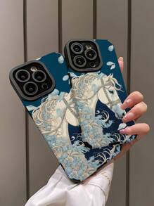 WeiMi 1 件浪漫蓝色花田与优雅白马图案防摔触控手机壳兼容 iPhone 和三星（适用于 15/15PLUS/15PRO/15PROMAX） - 彩色 - 查看 4