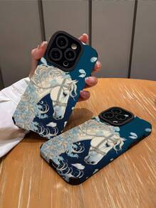 WeiMi 1 件浪漫蓝色花田与优雅白马图案防摔触控手机壳兼容 iPhone 和三星（适用于 15/15PLUS/15PRO/15PROMAX） - 彩色 - 查看 2