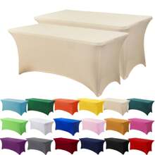 1/2 piezas Mantel de spandex, cubierta de mesa elástica, mantel rectángulo ajustado, cubierta de mesa elástica universal para bodas, banquetes, fiestas y eventos en el patio