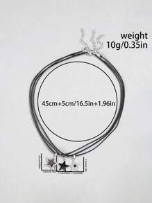 3入組復古哥特式INS風格星空鑲嵌分層項鍊，高檔甜酷Y2K時尚魅力鎖骨鏈，潮流星形閃閃發光鑽石氛圍項鍊，波西米亞風格星空甜酷吊墜項鍊，新時尚潮流項鍊套裝 - 銀色 - 查看 4