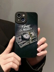 1 Ốp lưng điện thoại hình lỗ kim Time & Money màu đen tương thích với iPhone 17, Air, 17 Pro, 17 Pro Max, 13, 16 Pro Max, 16 Plus, 16, 14, 15, 16 Pro, Ốp lưng điện thoại, Galaxy - Nhiều màu - Xem 2