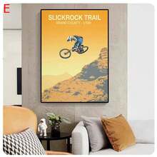 1PC Sport Mountain Bike Riding Canvas Painting MTB Wall Art Picture Abstract Retro Travel Landscape Mountain Biker Poster Home Decor Unframed - Blue - View 31