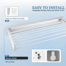 Drying Racks For Laundry, 33" Wall Mounted Clothes Drying Rack, Laundry Drying Rack Space Saving, Collapsible Drying Racks For Indoor And Outdoor Use, 7 Rods - one-size - View 5