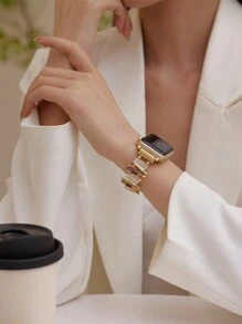 1 件女式创意时尚彩色不对称几何设计弹性锌合金表带，兼容 Apple Watch 38 毫米、40 毫米、41 毫米、42 毫米、44 毫米、45 毫米和 49 毫米，适用于 Ultra、Ultra 2、SE、9、8、7、6、5、4、3、2、1