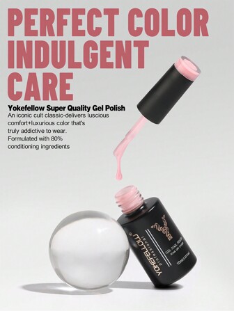 YOKEFELLOW TPO-Free & HEMA-Free Jelly Pink Translucent Gel Nail Polish All Season Color Gel Polish Soak Off UV LED Nail Lamp Jelly Nail Gel Polish For Nail Art Salon DIY